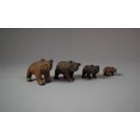 A Collection of Four Various Carved Wooden Black Forest Bears, Tallest 8x5cm Some Losses