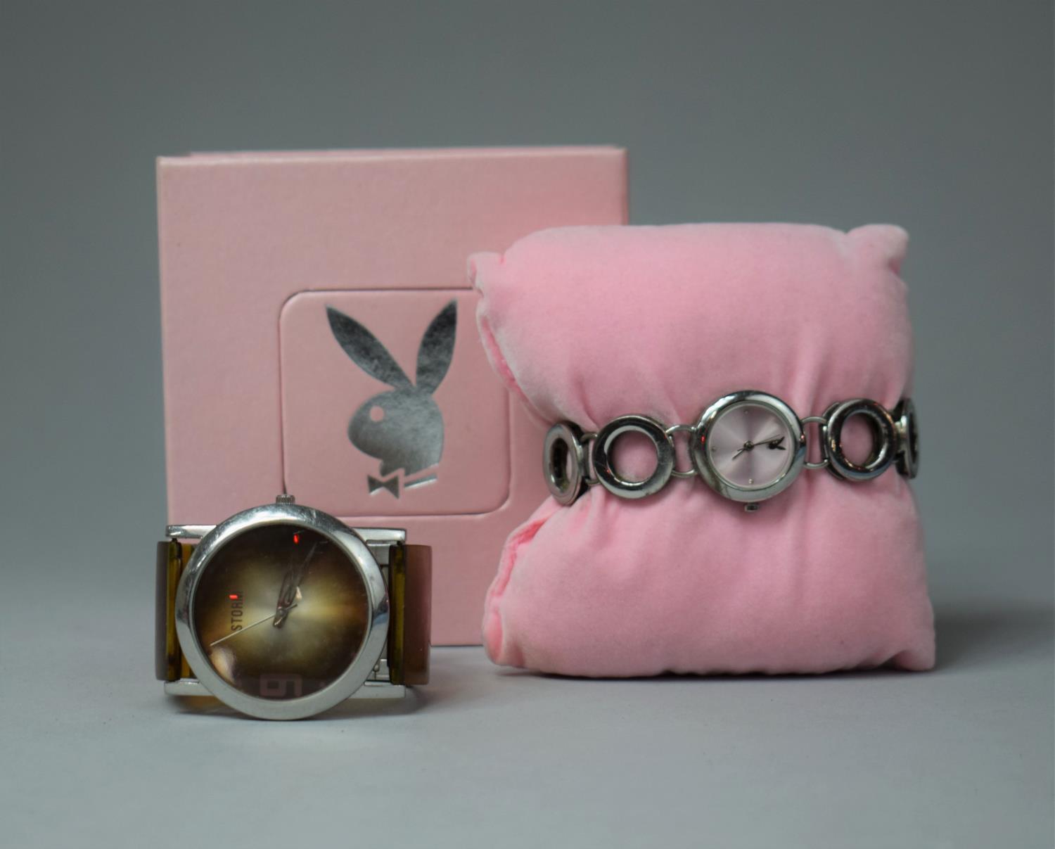 A Boxed Playboy Ladies Wrist Watch Together with a Storm Example