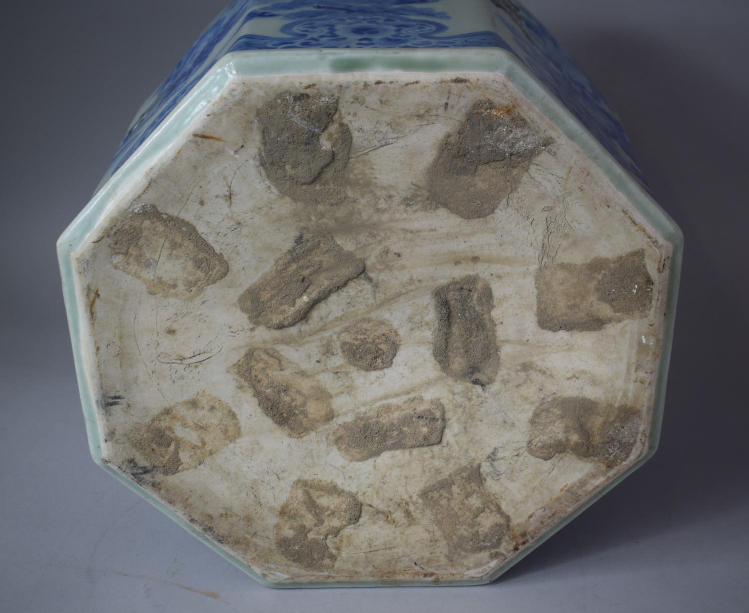 A Large Rectangular Blue and White Oriental Planter with Red Seal Mark to Side Panel, Crack and Loss - Image 7 of 7