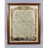 A Framed Print Map of Shropshire, 26cm wide