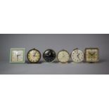 A Collection of Six Mid 20th Century Alarm Clocks to Include Smith, Westclox etc