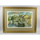 A Gilt Framed Watercolor, Skipton Waterway, 1990 by Harold Oaks, Marked at £300