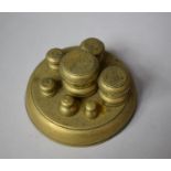 A Set of Five Victorian Brass Avoir Weights on Fitted Circular Stand (Incomplete) Together with