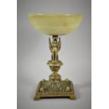 A French Second Empire Style Brass and Turned Onyx Centre Bowl with Sphinx Support and Corinthian