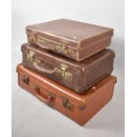 A Collection of Three Vintage Leather Cases, the Largest 45cm wide