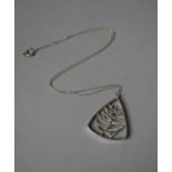 A Silver Pendant by Edwin of Triangular Form with Organical Modernistic Design, 5cm High, On Fine