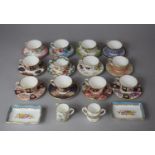 A Set of Twelve Royal Worcester Miniature Cabinet Cups and Saucers Together with Two Royal Crown