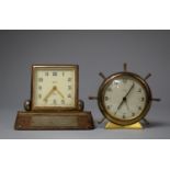 Two Desktop Clock to Include Smiths 8 Day 7 Jewel Example with Square Face and Set on Wooden