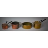 A Collection of Various 19th Century and Later Brass and Copper Pans to Include Copper and Brass