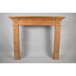 A Pine Framed Fire Place Surround with Reeded Columned Stylised Supports and Galleried Top, 139cms