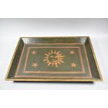 A Wooden Toleware Style Rectangular Tray with Star and Sun Painted Decoration 50.5x35cms