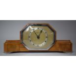 A Walnut Art Deco Mantel Clock by Elliot Retailed by Kemp and Wilcox, Wolverhampton with Shaped Form