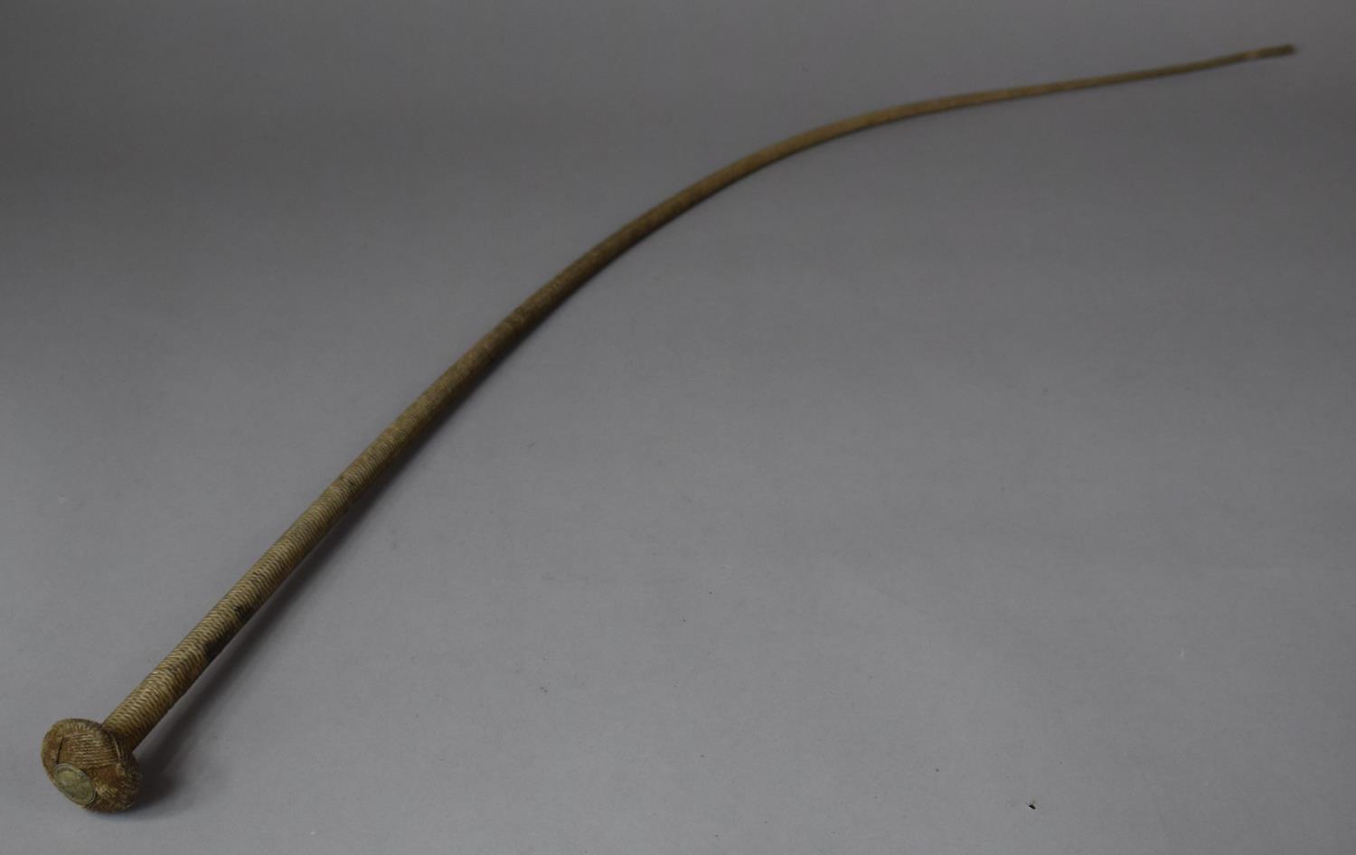 A Vintage Plaited Linen Riding Crop/Whip with Turks Headed Top Having Mounted Metal Disc Stamped for