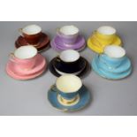 A Collection of Cups and Saucers to Include Adderley Harlequin Set of Six Cups, Saucers and Side