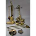 A Collection of Various Brass Items to include Fire Companion Set Cast Brass Stand with Sporting