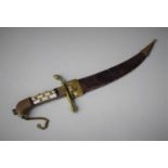 A Vintage North Indian Curved Blade Dagger with Engraved Steel Blade, The Hilt Having Mother of