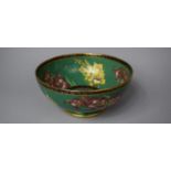 A Mailings Lustre Bowl on Green Ground with Floral Decoration, 21cms Diameter