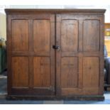 A 19th Century Housekeepers Cupboard Top, The Panelled Front Cupboard Front Opening to Reveal Two