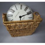 A Wicker Storage Box together with a Large Reproduction Wall Clock