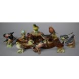 A Beswick Tree Stump Stand Together with a Collection of Twelve Various Beswick Birds, Goldfinch,
