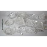 A Collection of Various Glassware to include Bowls, Lidded Butter Dish Etc