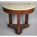 A Victorian Mahogany Framed Demi Lune Washstand with Marble Top (Missing Gallery Back), 89cm wide