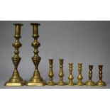 A Collection of Four Pairs of 19th Century and Later Candlesticks, The Tallest 29.5cms High
