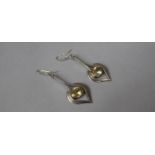 A Pair of Arts and Crafts Style Silver and Citrine Drop earrings in the Form of Stylised Hearts