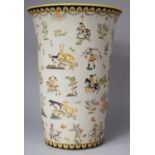 A Reproduction Faience Style Stick Stand with Hunting Scene Decoration, 42cms High