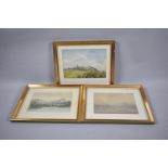 A Collection of Various Gilt Framed Watercolours, Mountain and Lake Scene, Beach Scene Etc