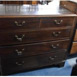 A 19th Century Chest of Two Short and Three Long Drawers Having Drop Brass Handles and On Bracket