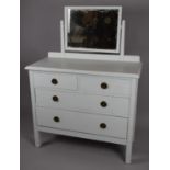 A Painted Pine Dressing Chest with Two Short and Two Long Drawers, Galleried Back having Mirror,