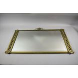 An Early/mid 20th Century Good Quality Brass Mounted Mirror with Top Central Urn Mount Flanked by