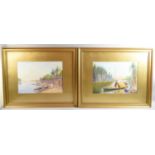 A Pair of Early 20th Century English School Watercolours on Paper Depicting Egyptian River Scene,