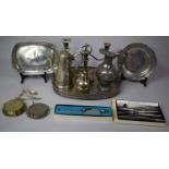 A Collection of Various Metalwares to include Two Branch Candelabra, Various Community Cutlery,