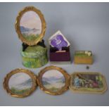 A Collection of Various Items to include Three Gilt Framed Oval Oils on Board, Viewmaster, Box,