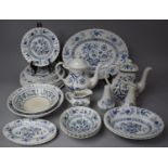 A Collection of Various Blue Nordic Pattern Dinnerwares to include Bowls, Plates, Salt and Pepper