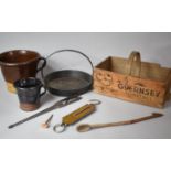 A Collection of Various Vintage Kitchenalia To include Vintage Apple Crate, Steel Ember Tongues,