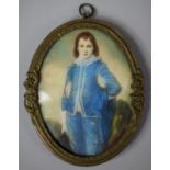 A Late 18th/19th Century Watercolor on Ivory Portrait Miniature, 'The Blue Boy', Signed to Far