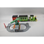 A Postman Pat Greendale Rocket Plastic Childrens Train together with Thomas the Tank Engine Cranky