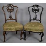 Two Victorian Ladies Chairs with Carved and Pierced Back Support