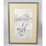 A Framed Watercolor by Sheila Webster Depicting Canada Geese, 23x19.5cms