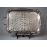 A Viners of Sheffield Alpha Plated Chased Two Handled Serving Tray with Floral Raised and Engraved