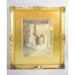 A Continental Gilt Framed Watercolor, Street Signs, Signed By A Eccles, 27x22cms, Frame with Loss