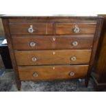 A Victorian Mahogany String Inlaid Bedroom Chest of Two Short and Three Long Drawers, Having Glass