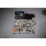 A Collection of Various Curios to include Rolls Razor, Leather Stud Box, Ambassador Light Meter,