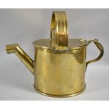 A Brass Watering Can with Side and Central Carrying Handle and with Hinged Cover, 23cms High