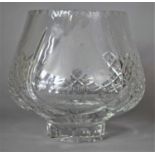 A Large Heavy Cut Glass Centre Bowl on Footed Support with Etched Horse Head Decoration and