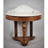 A Victorian Marble Topped Demi Lune Washstand with Central Turned Bulbous Support, 89cm wide x