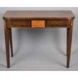 A 19th Century Cross Banded and String Inlaid Tea Table with Square Tapering Legs, 89cms Wide